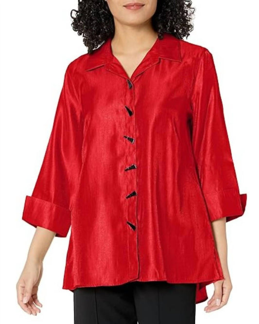 Multiples - Turn-up Cuff Button Front Hi-lo Shirt