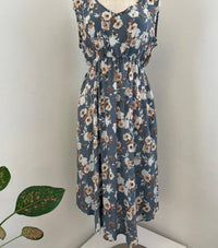 CHRIS & CAROL Women's Floral Midi Tank Dress With Pockets in blue - women's dress