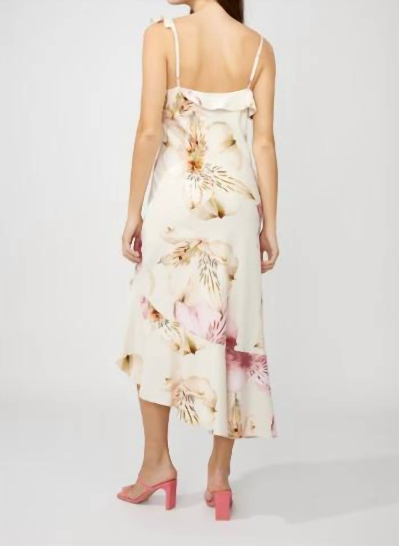Frank Lyman Floral Wrap Midi Dress in peach pink - women's dress - alternate view