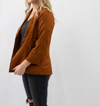 SKIES ARE BLUE Ruched Blazer in toffee - women's jacket - alternate view