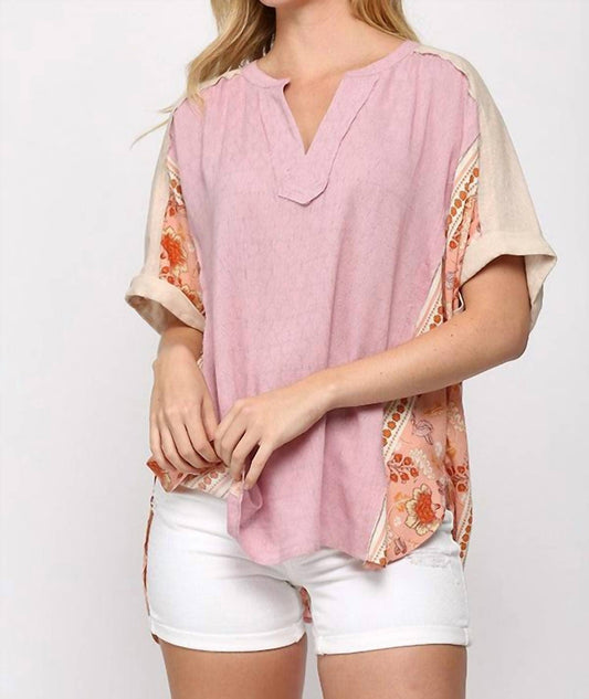 Gigio - Solid And Print Mixed Top