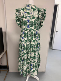 Jodifl - Women's Ruffled Sleeves Boho Floral Tiered Midi Dress