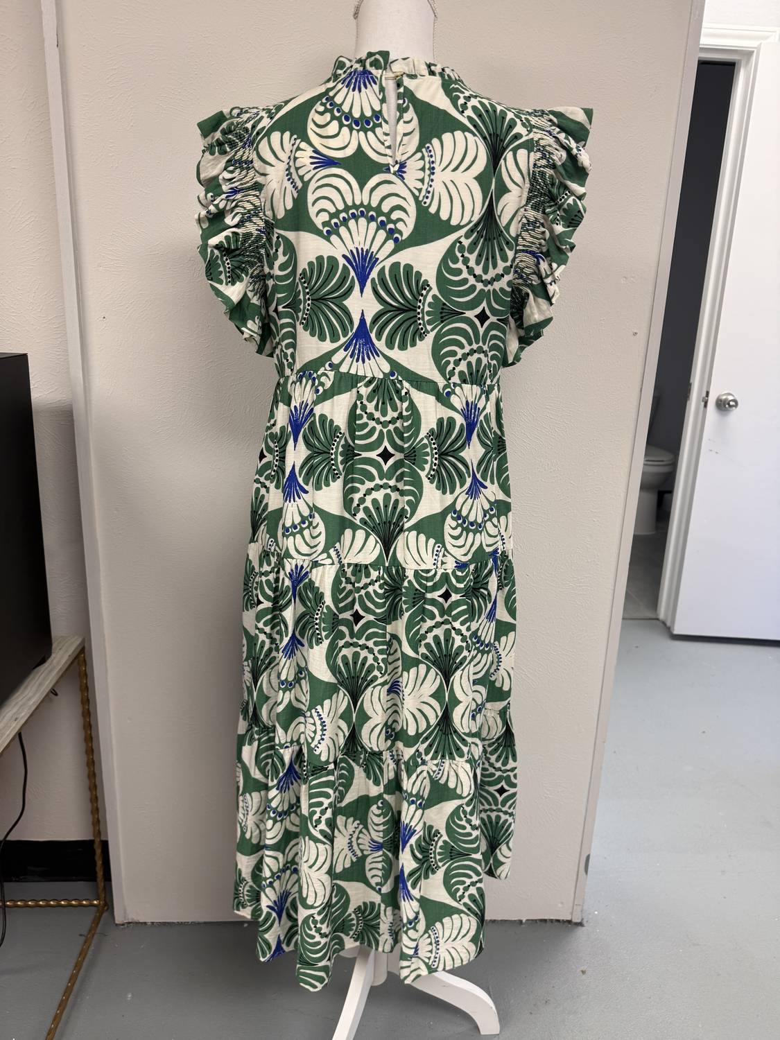 Jodifl - Women's Ruffled Sleeves Boho Floral Tiered Midi Dress
