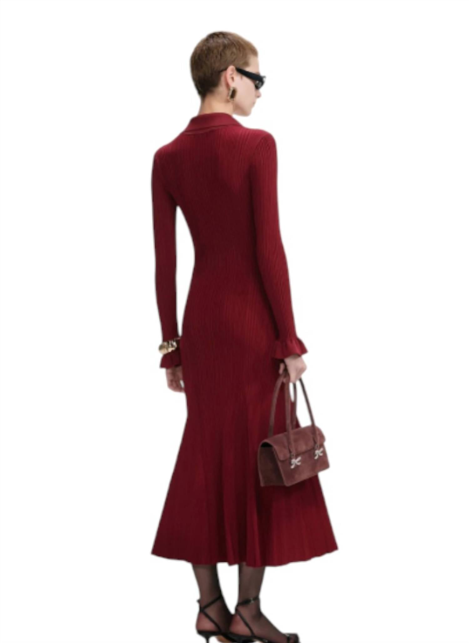 Self-Portrait - Ribbed Knit Midi Dress