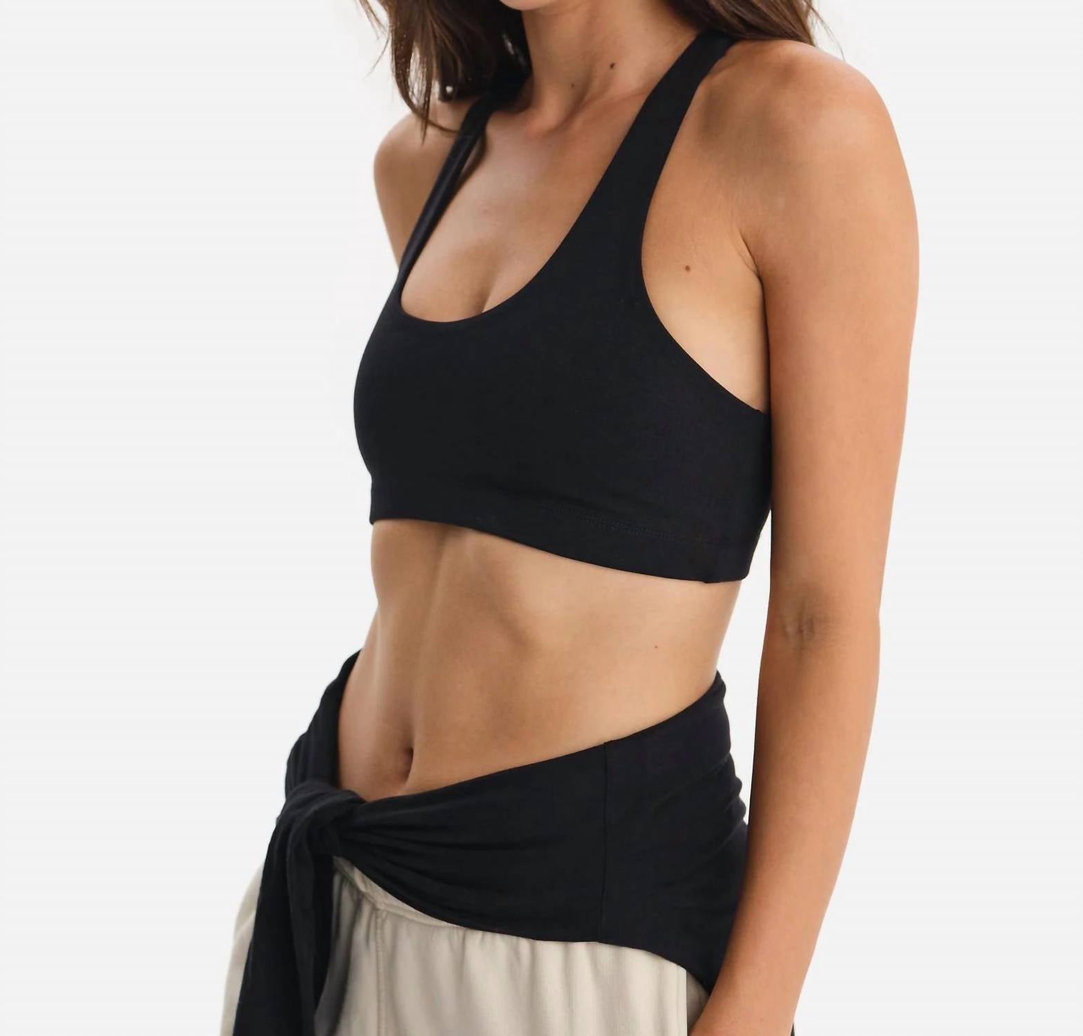 MATE Organic Stretch Bra in black - women's intimate - detail view
