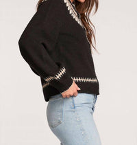 saltwater LUXE Joss Cardigan in black - women's cardigan - detail view