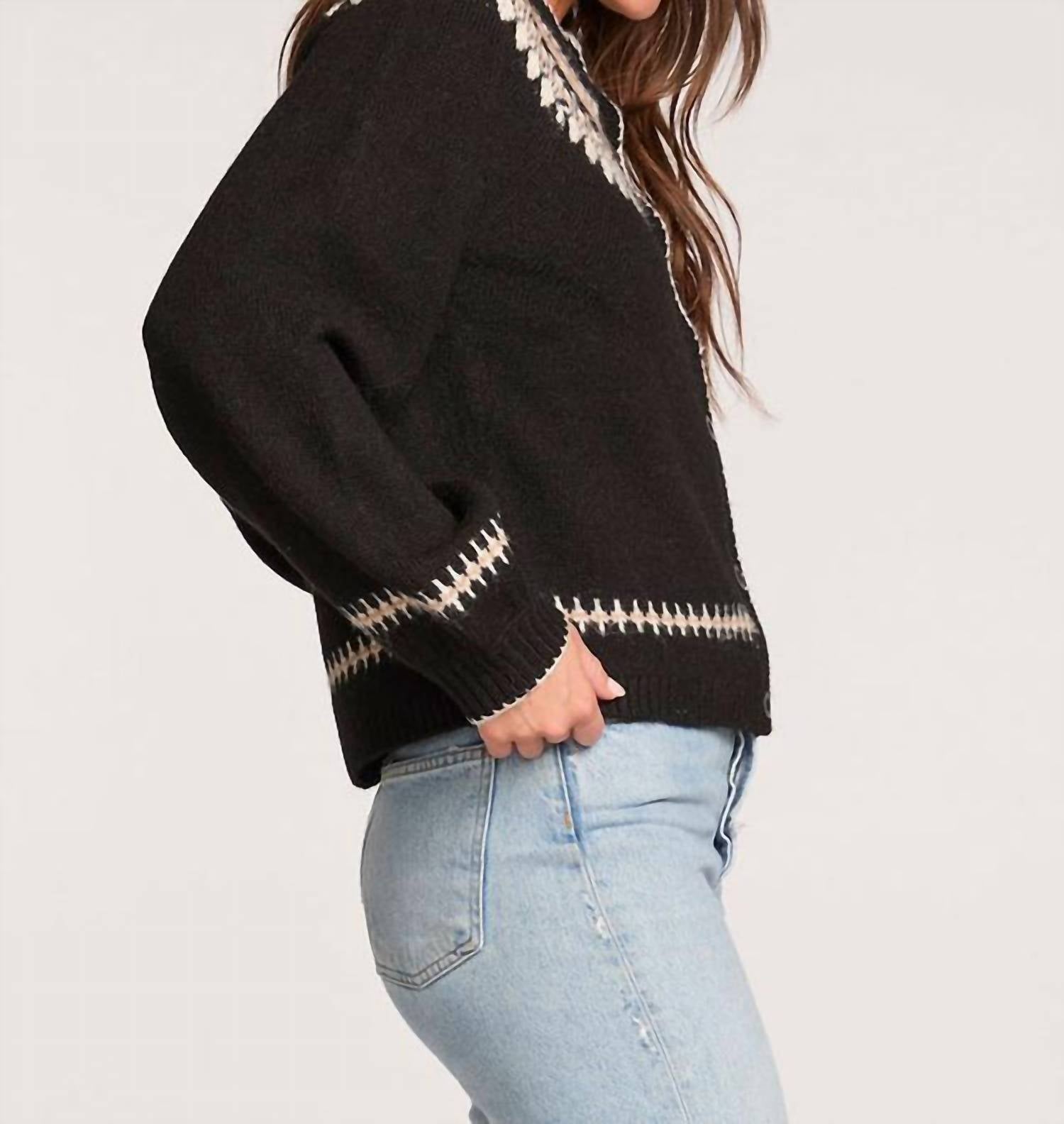 saltwater LUXE Joss Cardigan in black - women's cardigan - detail view