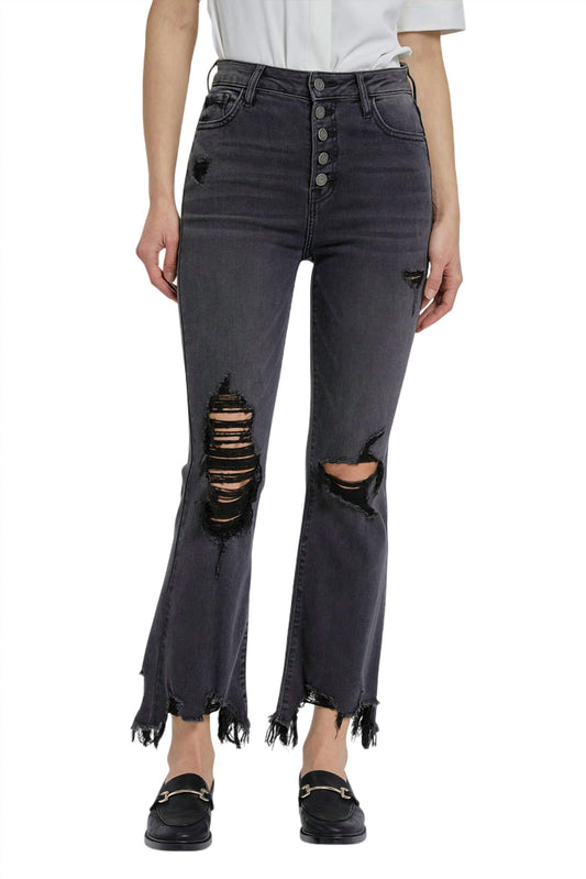 Hidden - Happi Button Fray Flare Jeans