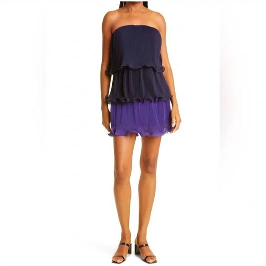 Milly - Sylvie Pleated Chiffon Strapless Mini Dress