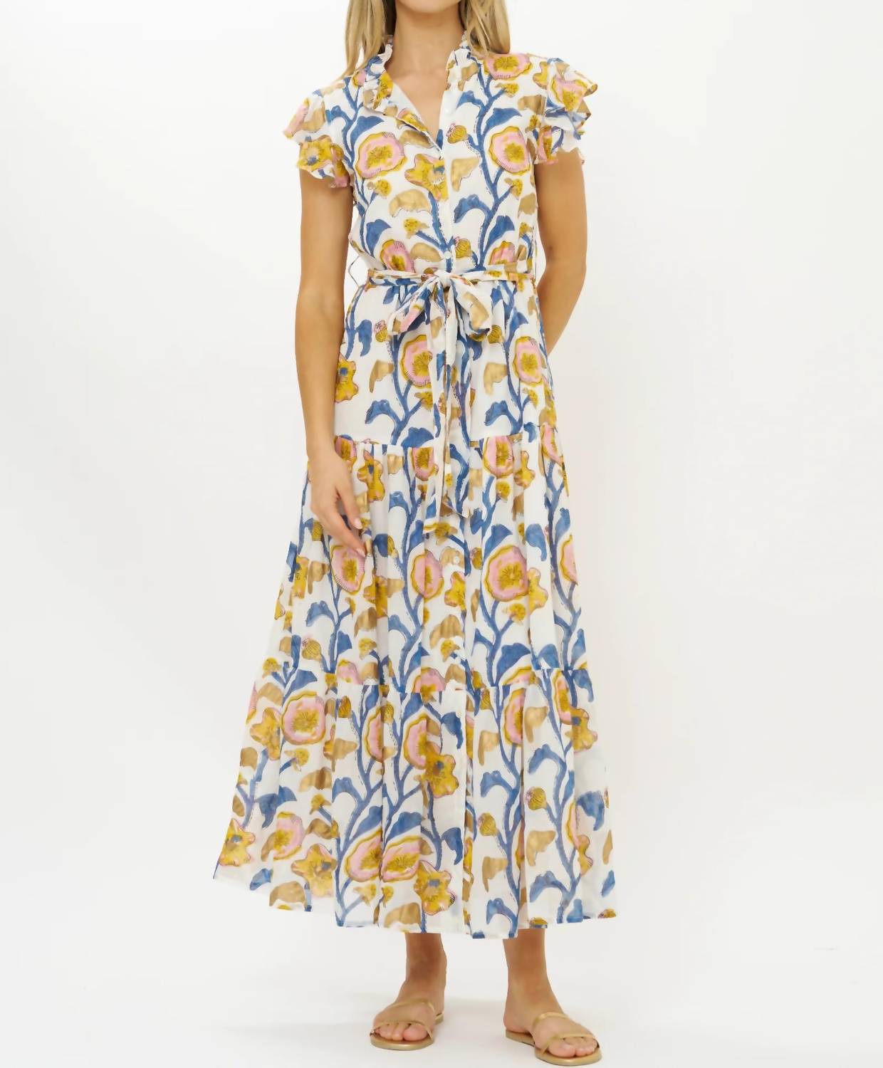 Oliphant - Ruffle Collar Button Maxi Dress