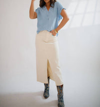 DEAR JOHN DENIM Vianna Front Slit Denim Skirt in wheat - women's skirt