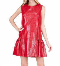 Joy Joy Bette Faux Leather Mini Dress in red - women's dress