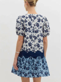 Entro - Floral Print Ric Rac Trim Dress