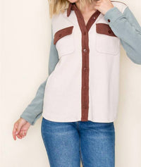Staccato - Color Block Button Up Shacket