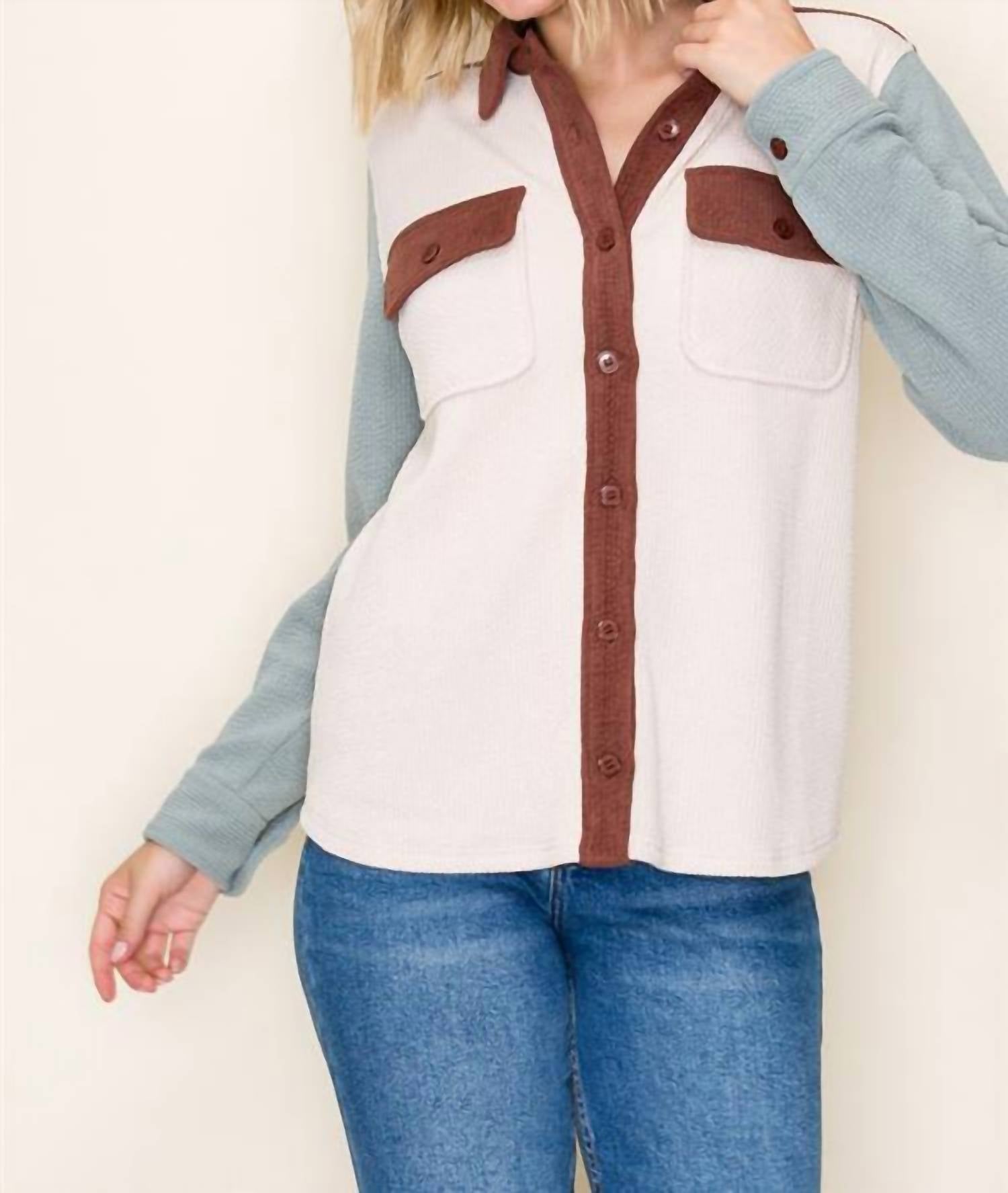 Staccato - Color Block Button Up Shacket