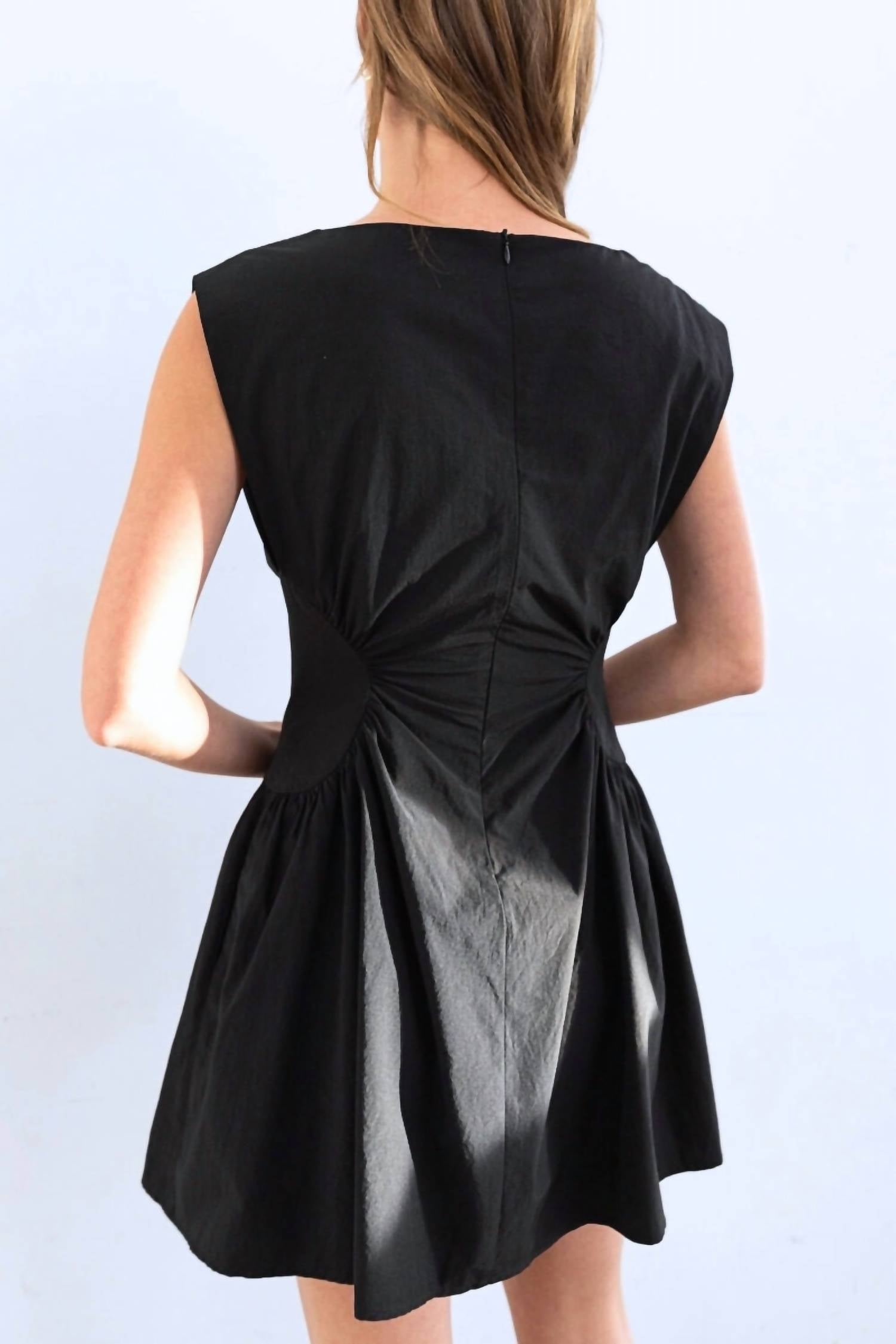Heyson Sylvia Ruched Waist Mini Dress in black - women's dress - alternate view