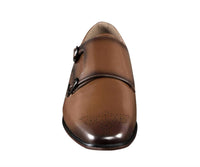 Amali Men's Willis Leather Dress Shoes in cognac - men's shoe - detail view