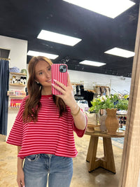 Peach Love - Easy Days Striped Crop Tee