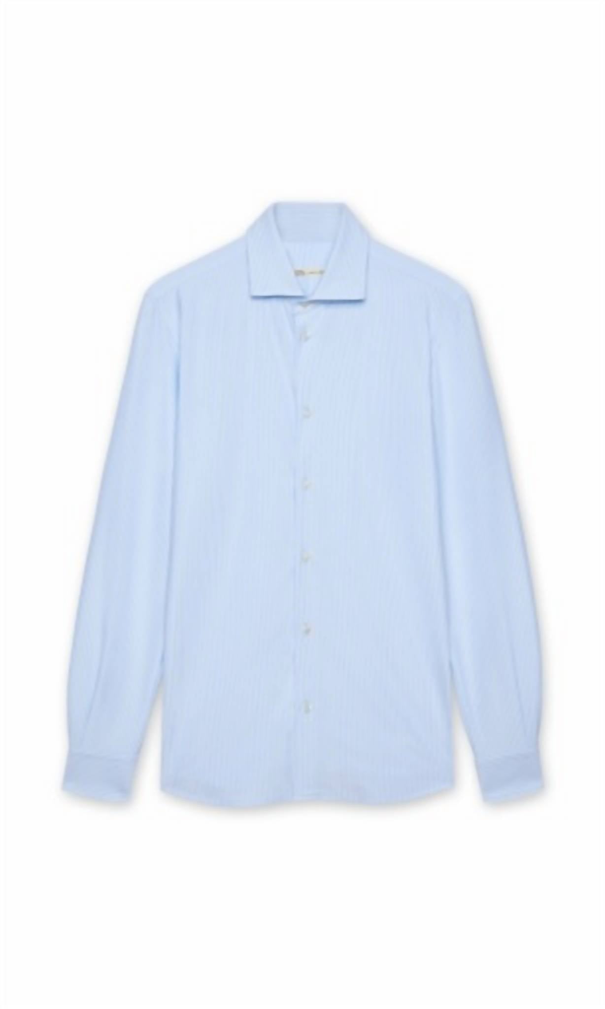 Maurizio Baldassari Men's Spread Collar Jersey Shirt in light blue - men's shirt