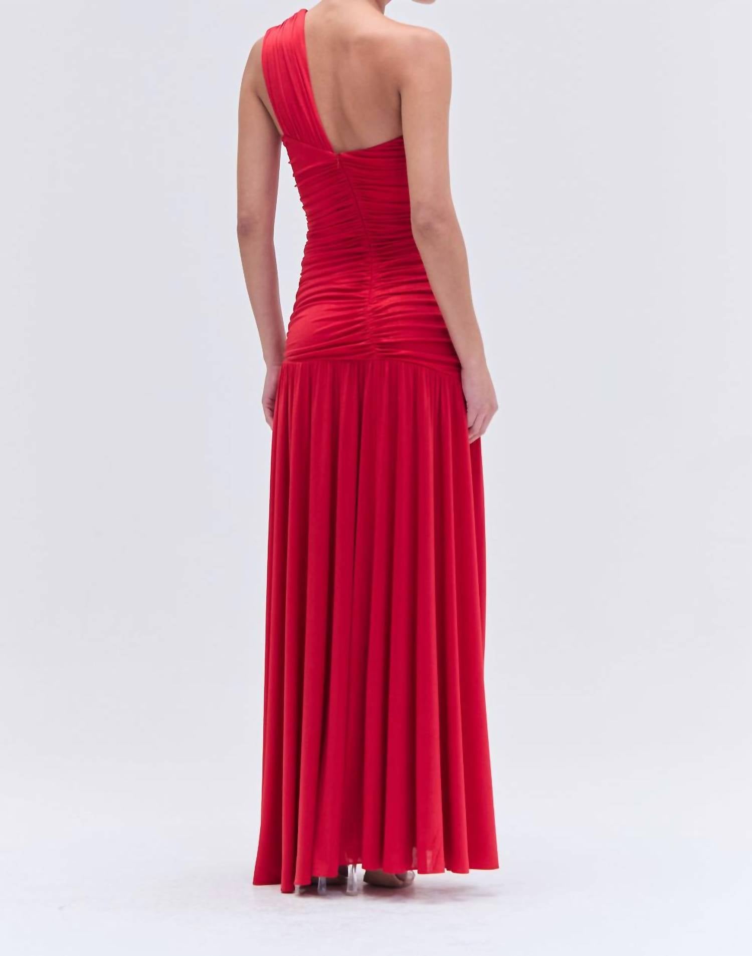 PatBo Dune One-shoulder Cutout Maxi Gown in red - women's dress - detail view