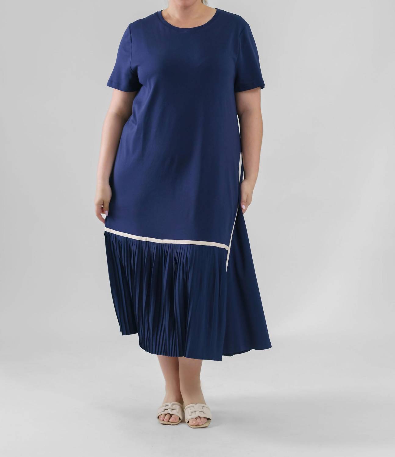Joh - Rowan Pointe Knit Dress With Pleating - Plus Size