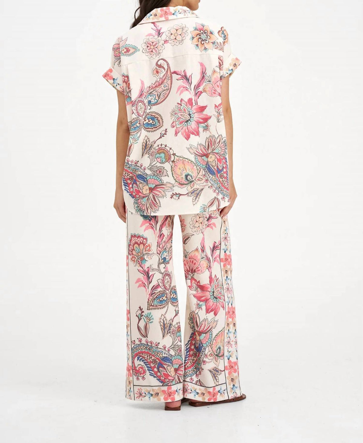 M Made In Italy - Short Sleeve Paisley Top
