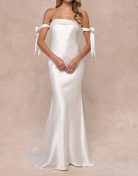 Lulus - Eternally Loved Cutout Satin Off-the-shoulder Maxi Dress