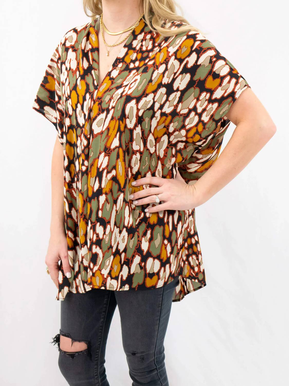 Adrienne - Leopard V-neck Top