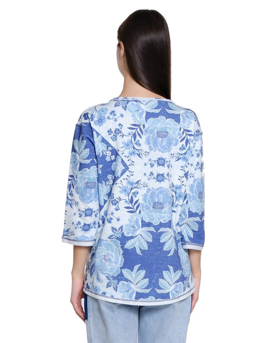 Tru Luxe - Floral Print Notch Neck Top