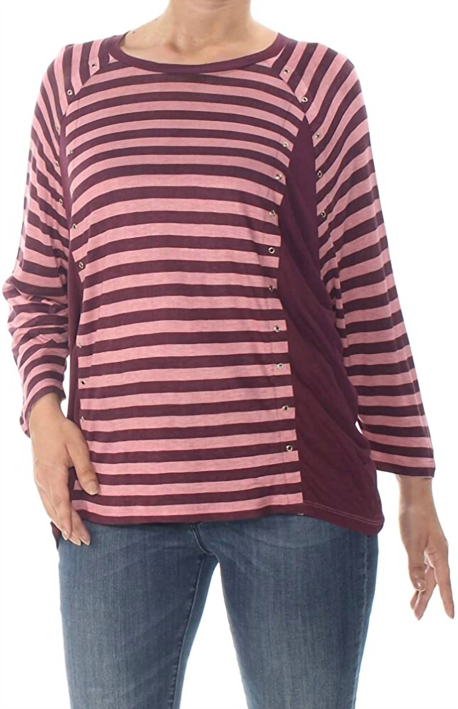 Michael Michael Kors - Women's Striped Grommet Pullover Top