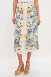 Farm Rio - Floral Linen Midi Skirt