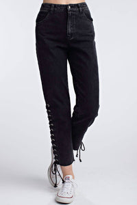 Honey Punch - Side Lace Up Denim Pant
