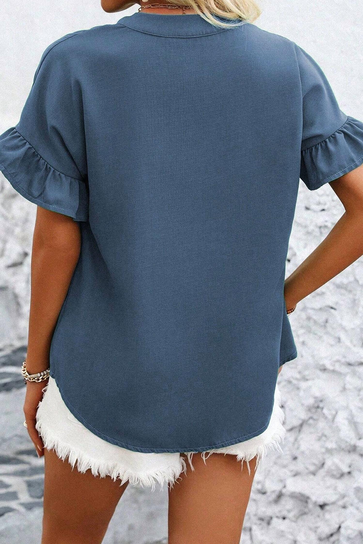 Shewin - Ruffle Short Sleeve Top