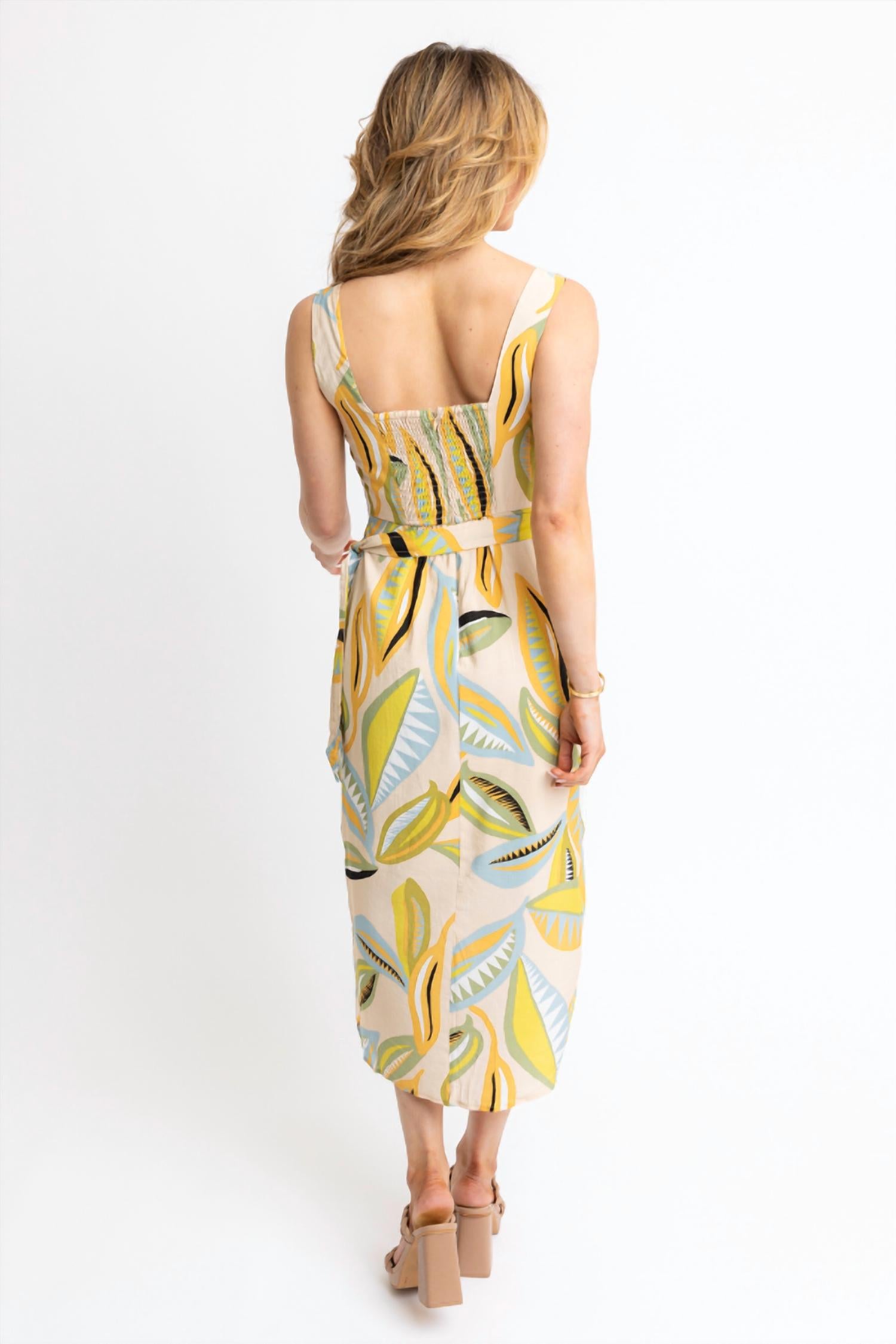 Karlie - Women's Abstract Leaf Wrap Dress