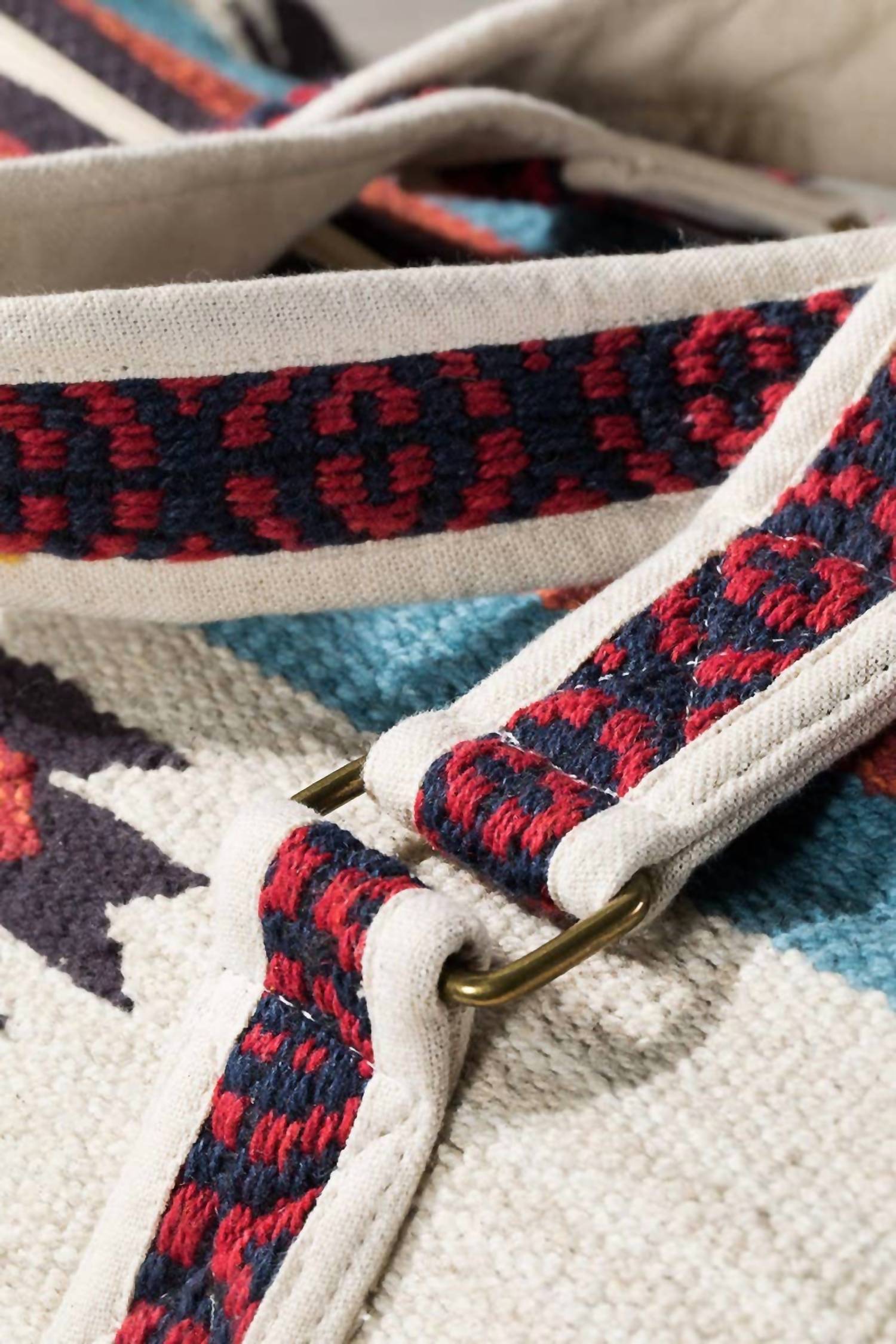 Urbanista - Women's Handmade Navajo Pattern Cotton Duffel Bag With Suede Straps