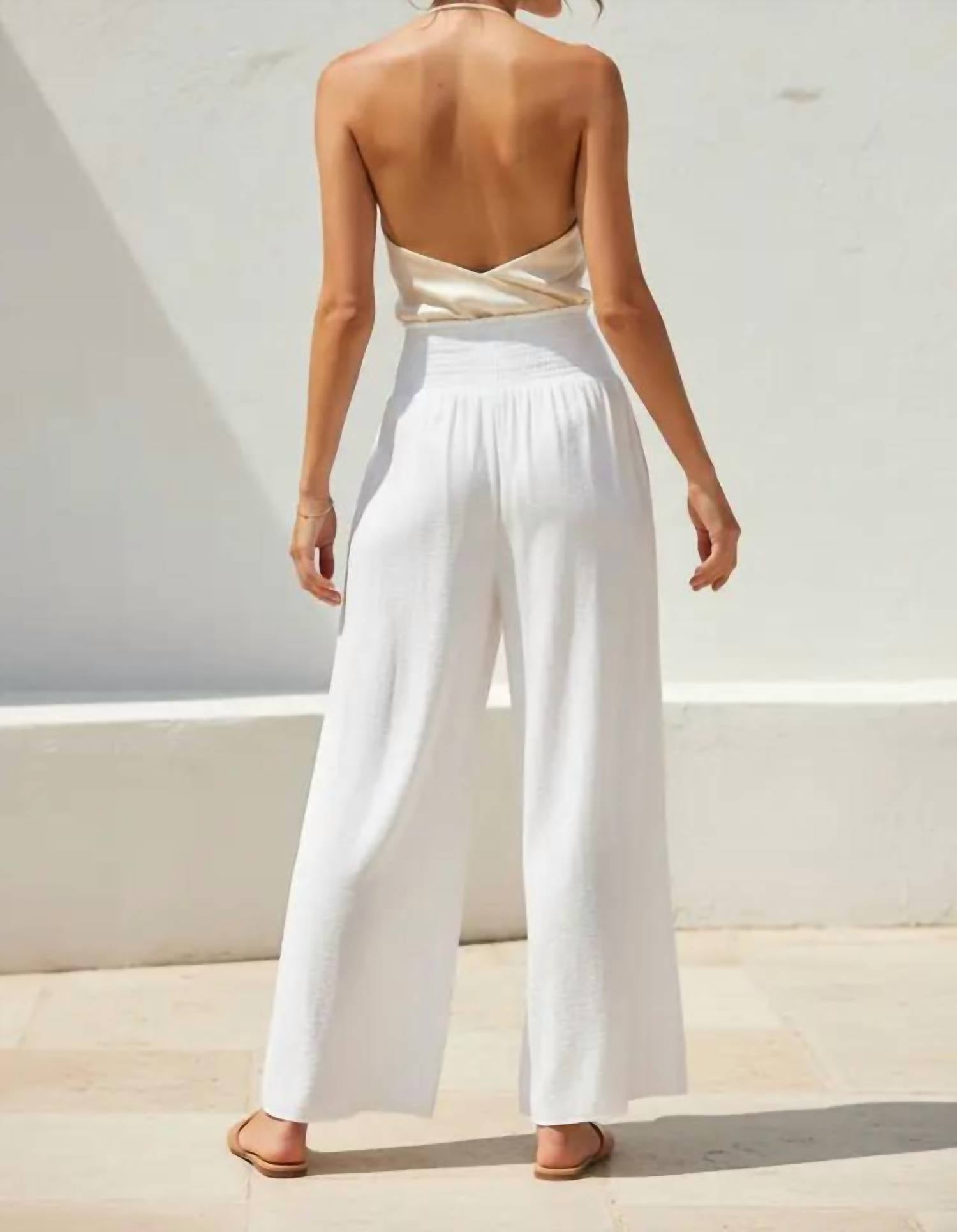 Naked Zebra - Smocked Waist Wide Leg Pant