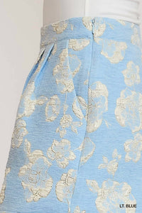 Umgee - Metallic Floral Pleated Shorts