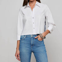 L'Agence Fawn Panther Print Shirt in ivory multi floral scarf - women's shirt