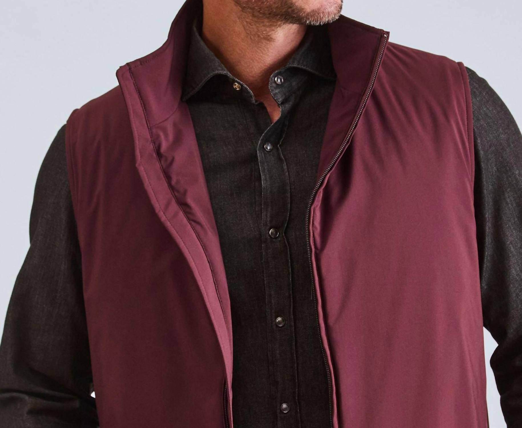 Lanificio Colombo Ranger Front Zip Vest in burgundy - men's item - view 5