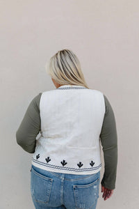 Polagram Laityn Embroidered Vest in cream - women's jacket - alternate view