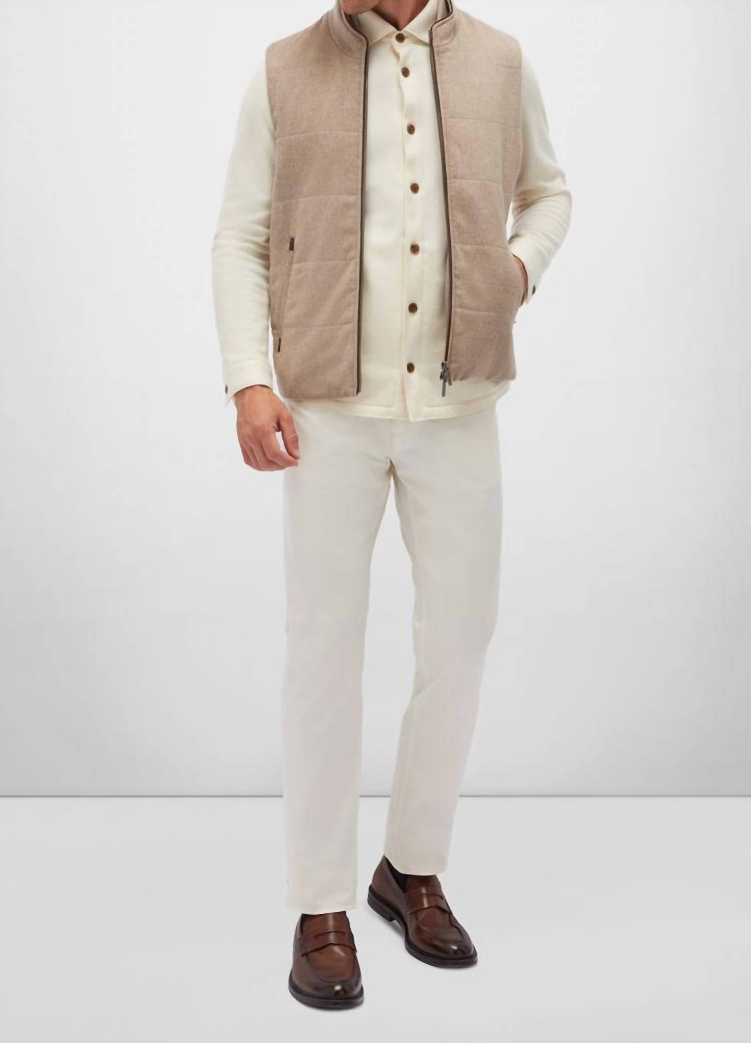 Maurizio Baldassari Arena Travel Vest With Knit Sides in brown sugar - men's jacket
