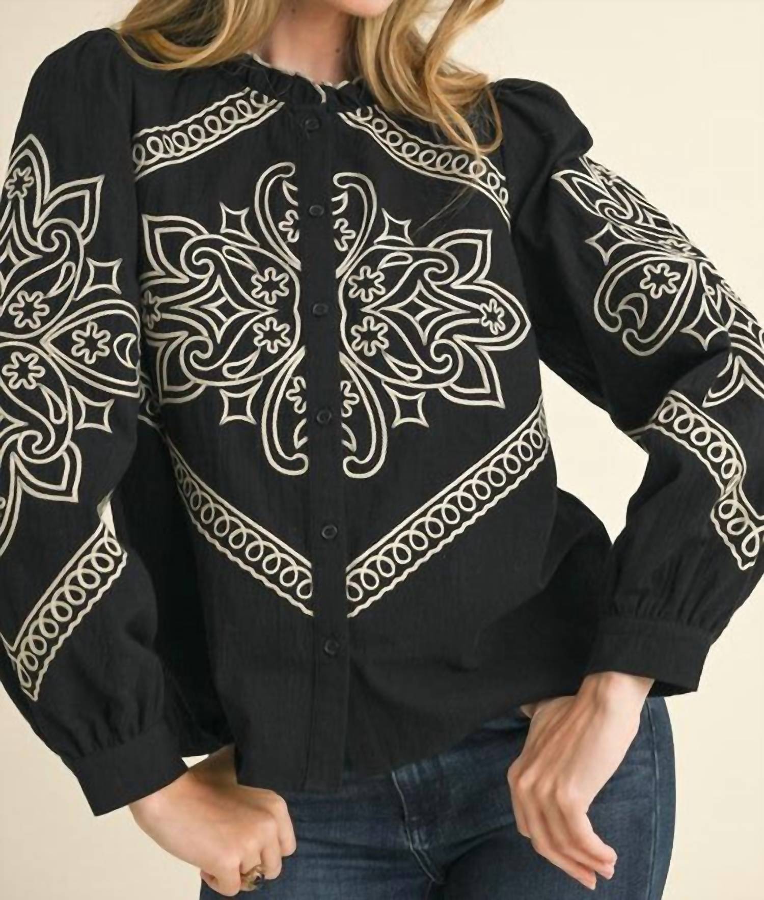 En Merci - Western Embroidered Top