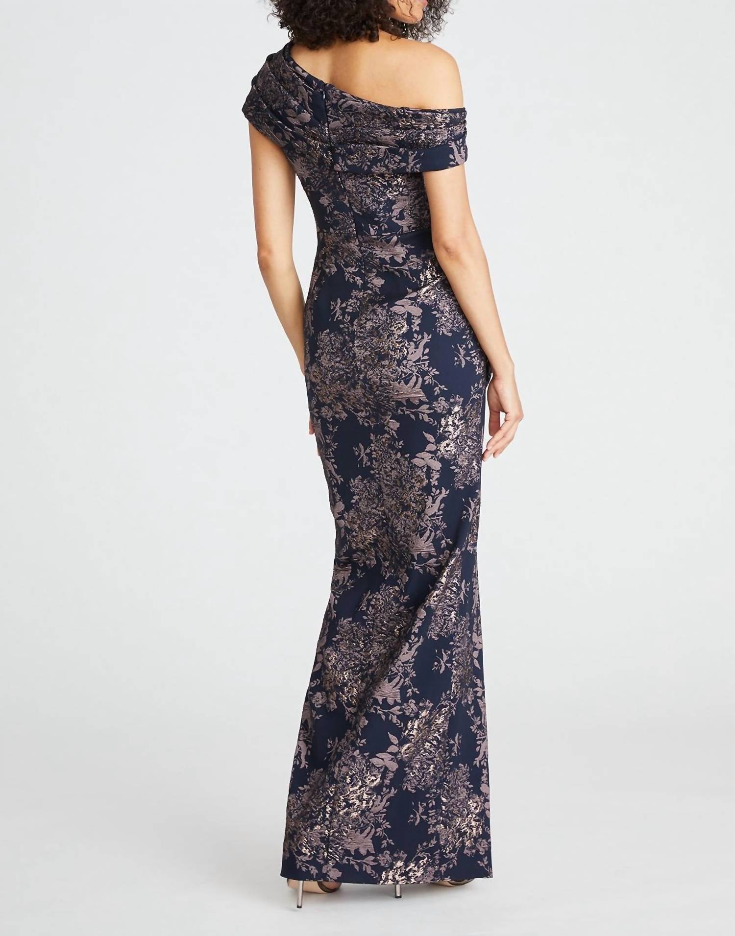 Theia - Amaris Jacquard Column Gown
