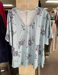 Entro - Floral Pattern V-neck Top