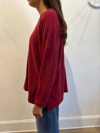 Nally & Millie - Brushed V-neck Side Slit Top
