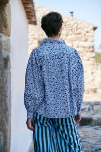 SZ Blockprints Kali Top in ditsy print - women's long sleeve top - detail view