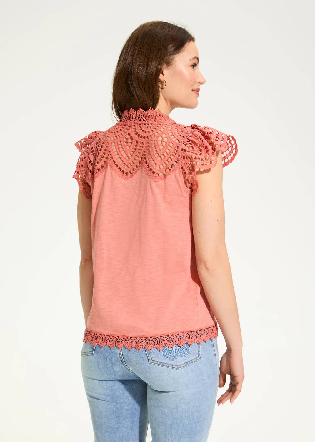 Fdj - Felia Flutter Sleeve Placed Eyelet Top