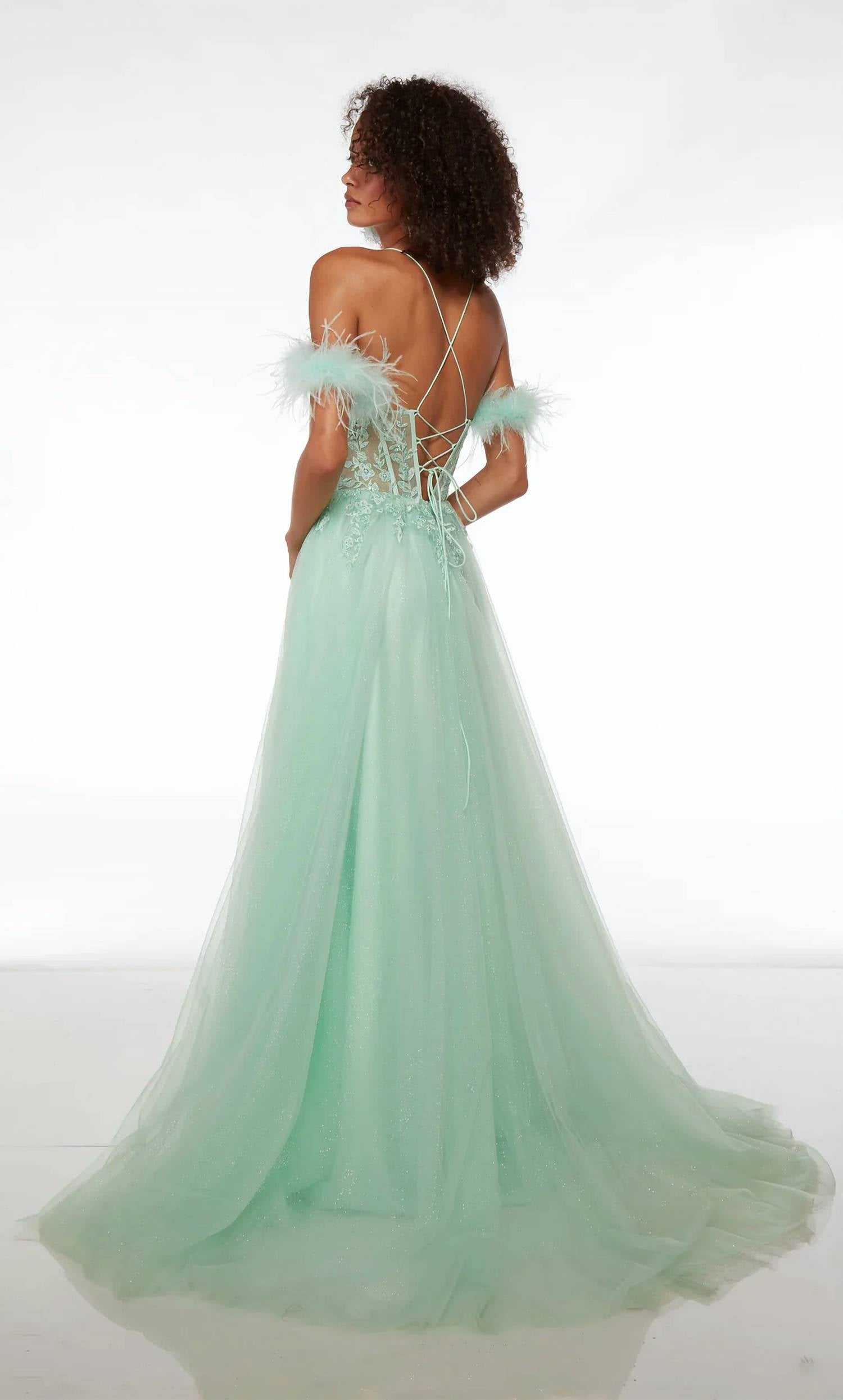 Alyce Paris - Long chiffon strapless rhinestone Gown