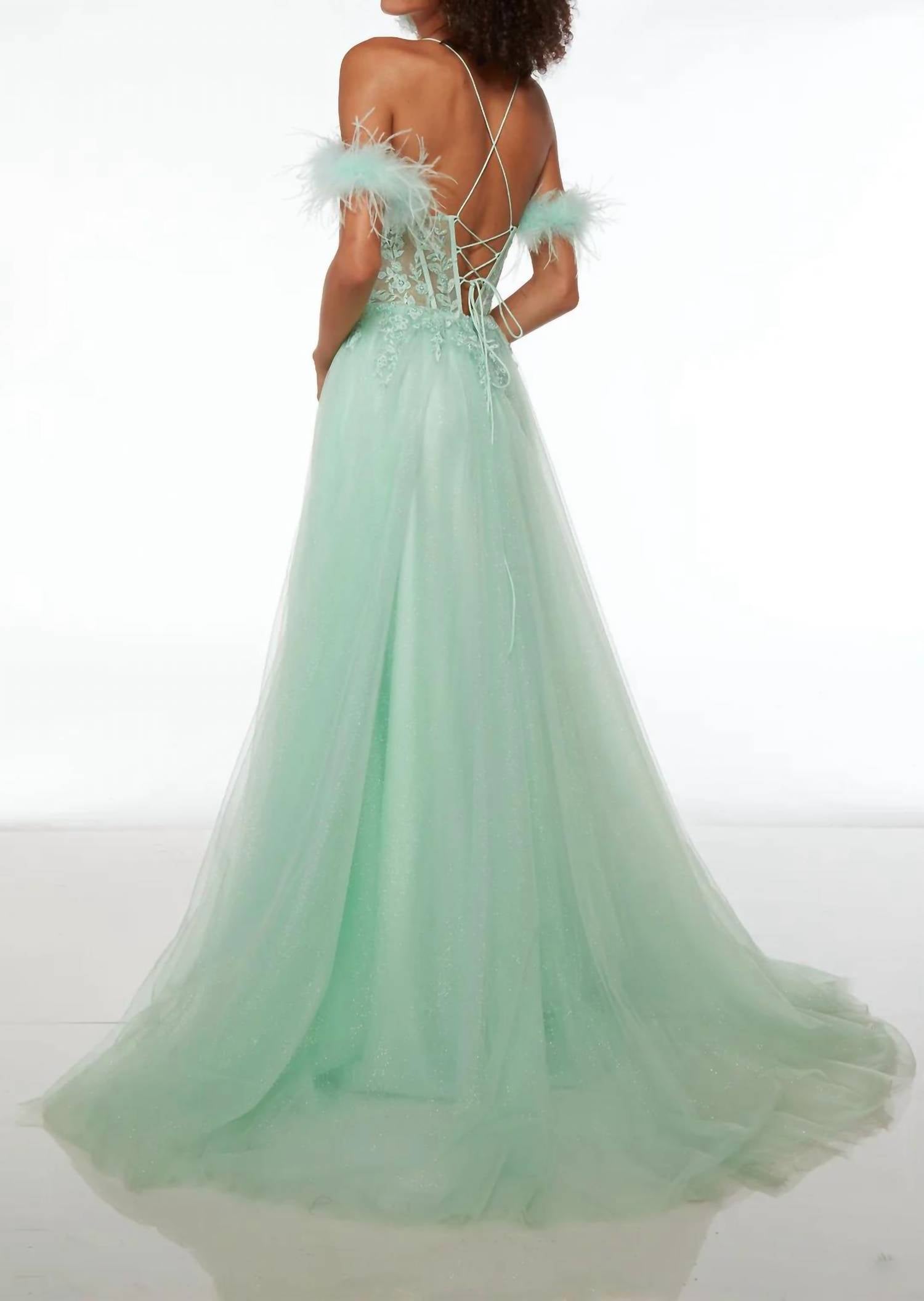 Alyce Paris - Long chiffon strapless rhinestone Gown