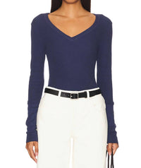 Bobi - Bobi V-neck Fitted Long Cuff Tee